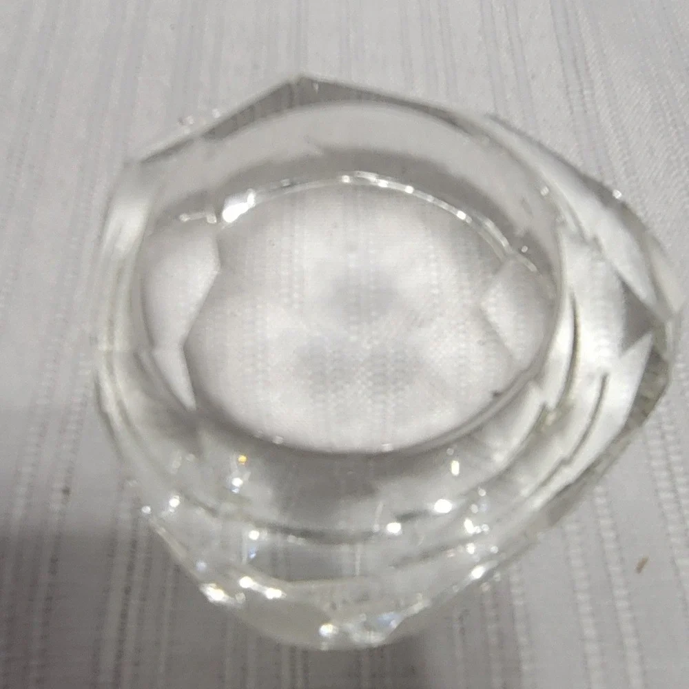Vintage Cut Glass Candle Holders 2 Sets Faceted Geometric & Sunburst Votive 4pc